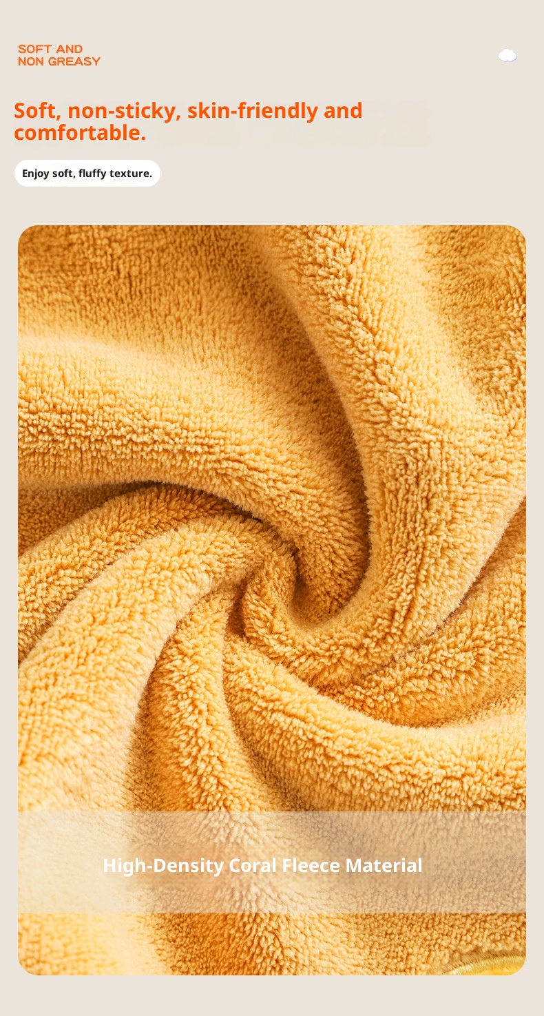 Lillian Asılı Fiyonklu Sevimli Karikatür Mercan Polar Kumaş Mutfak Banyo Emici El Havlusu_voghion.com