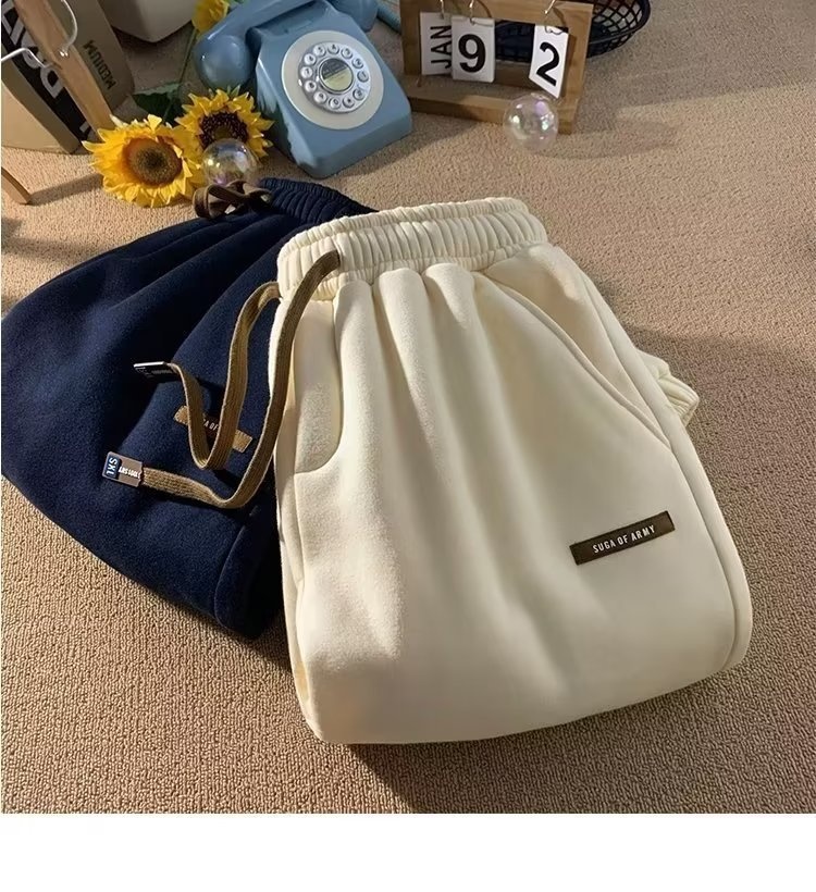 Pantaloni invernali in pile da uomo, pantaloni della tuta spessi e caldi, marchio di alta moda, vestibilità ampia, stile jogger, casual_voghion.com