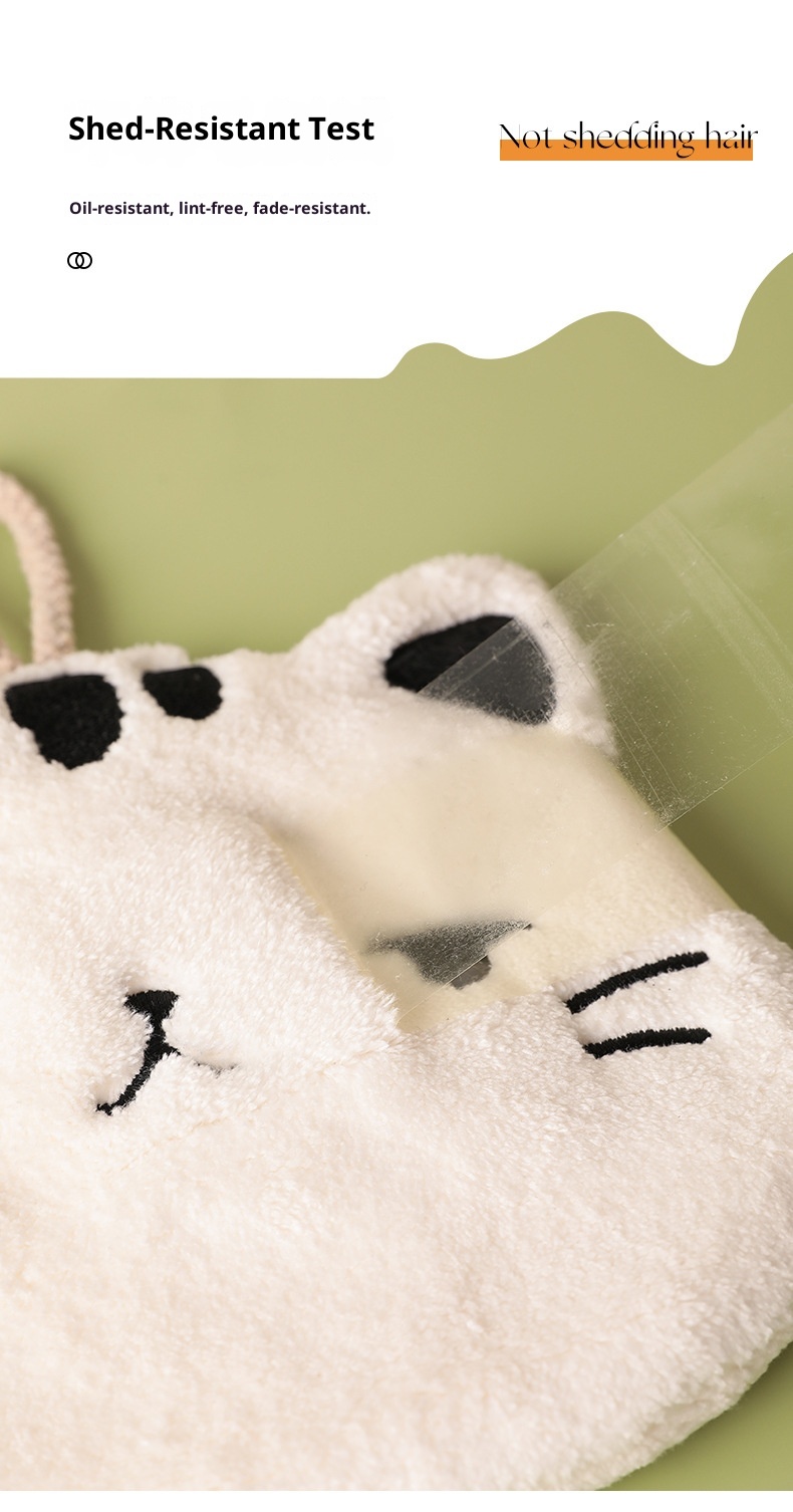 Lillian Big Face Kitchen Hanging Coral Fleece Thickened Cat Hand Children's Cute Absorbent Quick-Dry Towel_voghion.com
