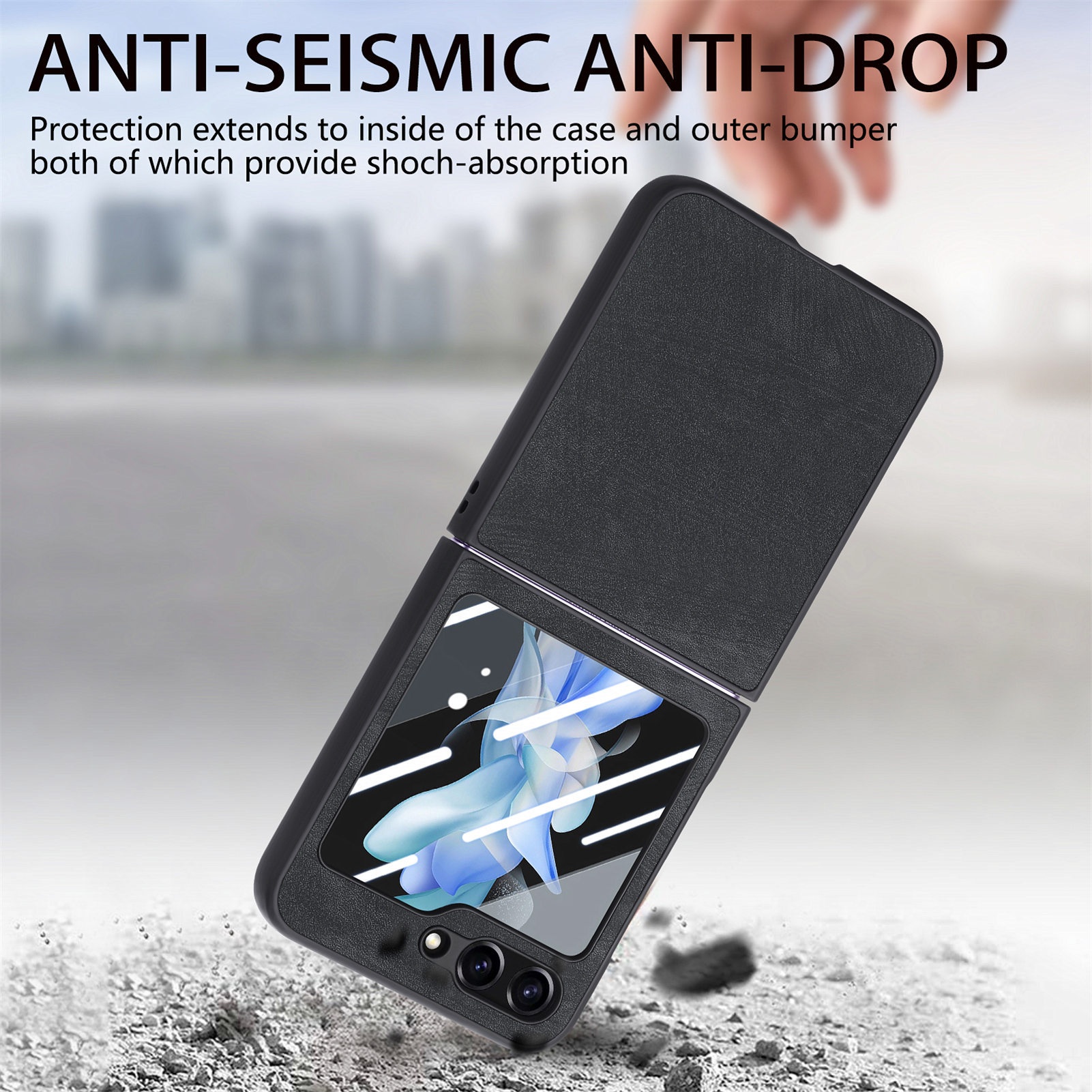 TechGlobe Compatibel met Samsung Z 5 Skin Feel Solid Color Oil Spray Flip 5/4 Protector Geïntegreerd Boven- en Onderscherm_voghion.com