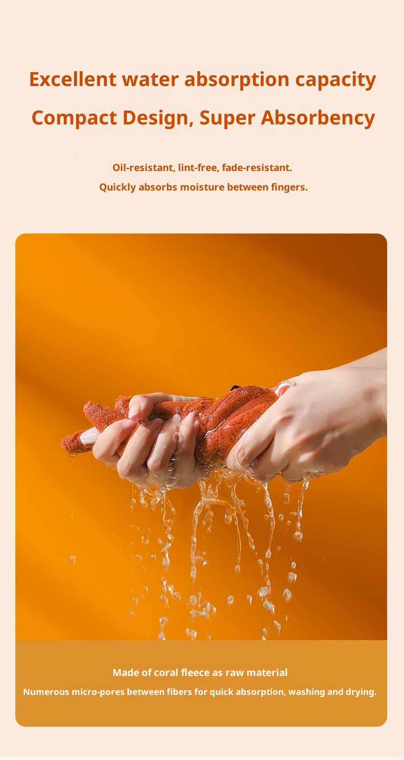 Lillian Cartoon Animal Shaped Coral Fleece Hand Bathroom Hanging Absorbent Kitchen Thick Embroidered Square Towel Cross-Border_voghion.com