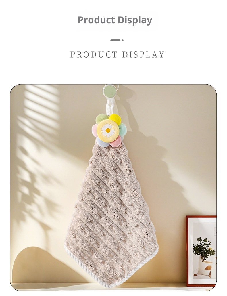Lillian New Coral Fleece For Home Kitchen Bathroom Hanging Absorbent Hand Square Wash Towel_voghion.com