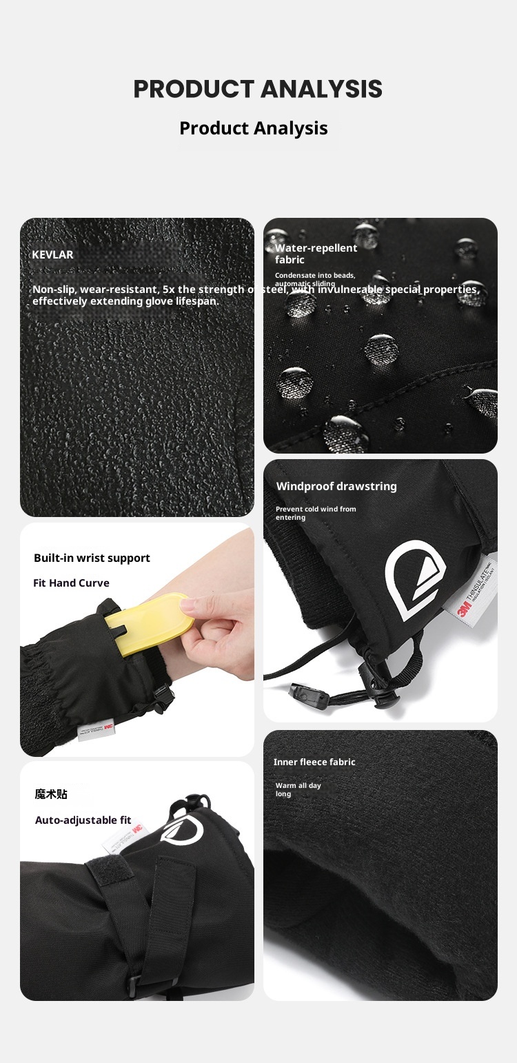 Boy Boy Boy Kevlar Ski- und Fahrradhandschuhe Touchscreen Winter Wasserdicht Winddicht Fleecegefüttert Warm Outdoor Bergsteigen_voghion.com