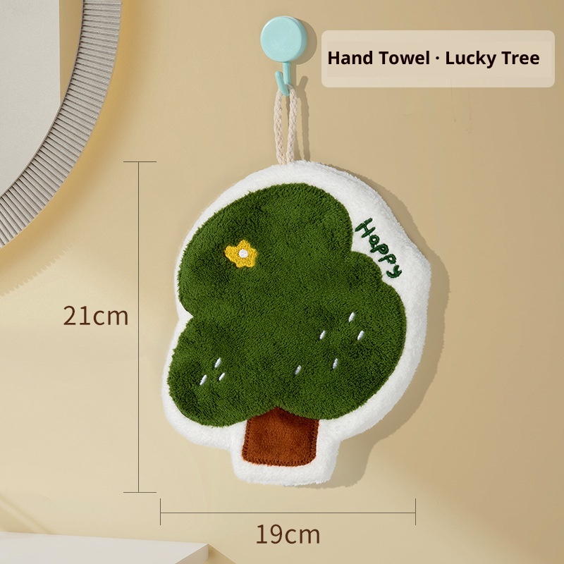 Lillian Cute Absorbent Hanging Plush Thickened Bathroom Handkerchief Hand Washing Small Square Towel Kitchen Cloth_voghion.com