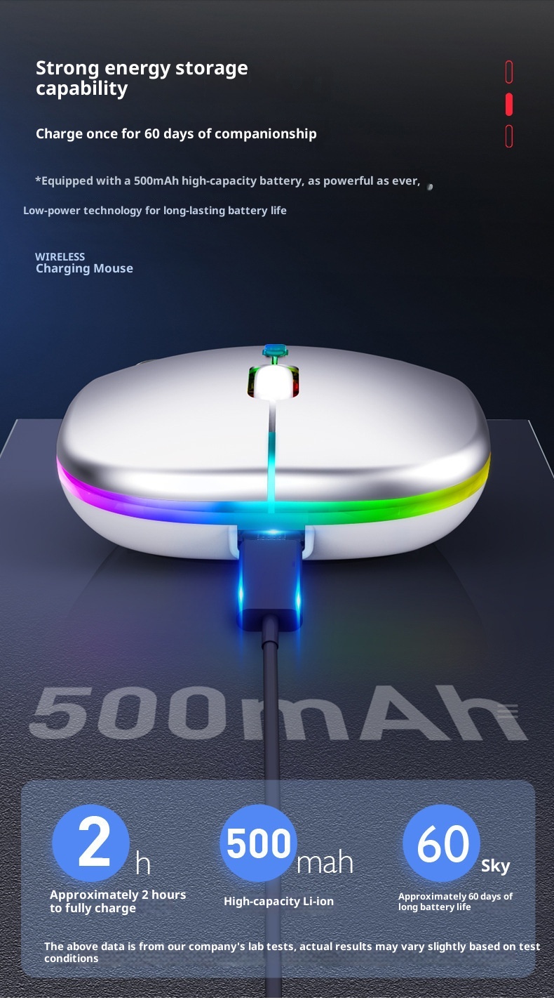 Souris sans fil silencieuse Techglobe Cross-Border, Bluetooth double mode, rechargeable et lumineuse, pour ordinateur portable ou de bureau._voghion.com