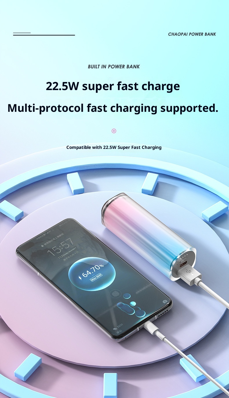 Batterie externe portable compacte Techglobe à dégradé de couleurs 10 000 mAh, personnalisable et exclusive pour les échanges transfrontaliers._voghion.com