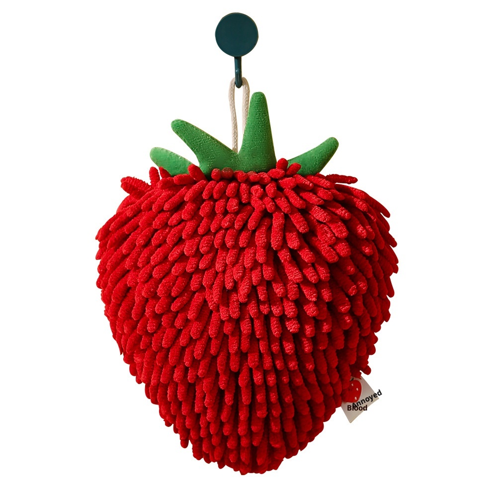 Lillian Cute Big Eyes Chenille Fruit Hand Creative Adorable Towel Festive Red Hanging Decoration_voghion.com