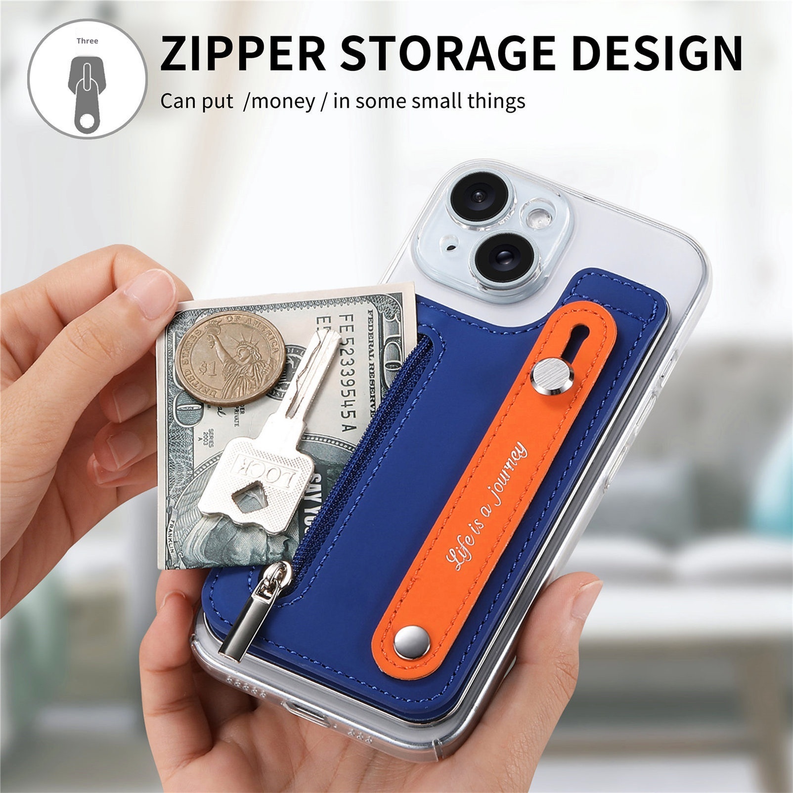 TechGlobe Macaron Color New Phone Flip Wrist Strap Storage Gift Case Back Adhesive Card Holder_voghion.com