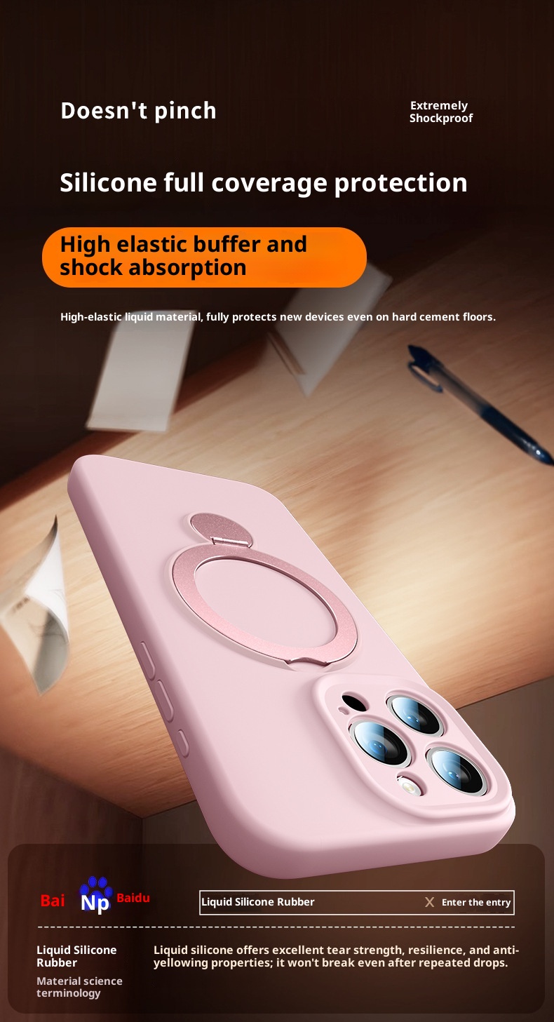 Étui de protection intégral en silicone liquide TechGlobe avec support à 360°, compatible iPhone 17 et iPhone 16 Pro, et dragonne._voghion.com