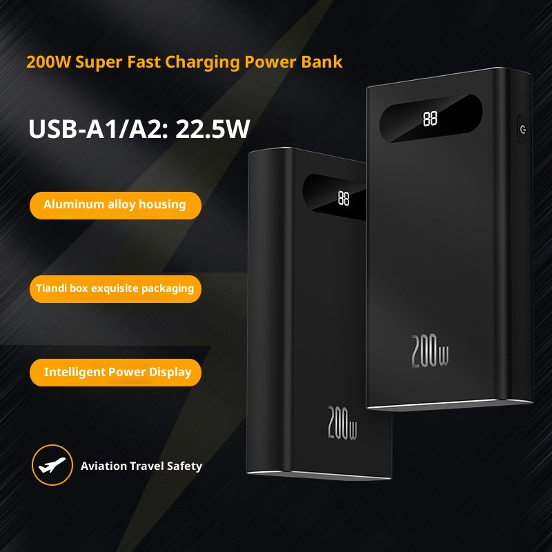 Power bank in lega di alluminio PD100W da 20000 mAh, esclusivo transfrontaliero di Techglobe, da 200 W, grande capacità_voghion.com