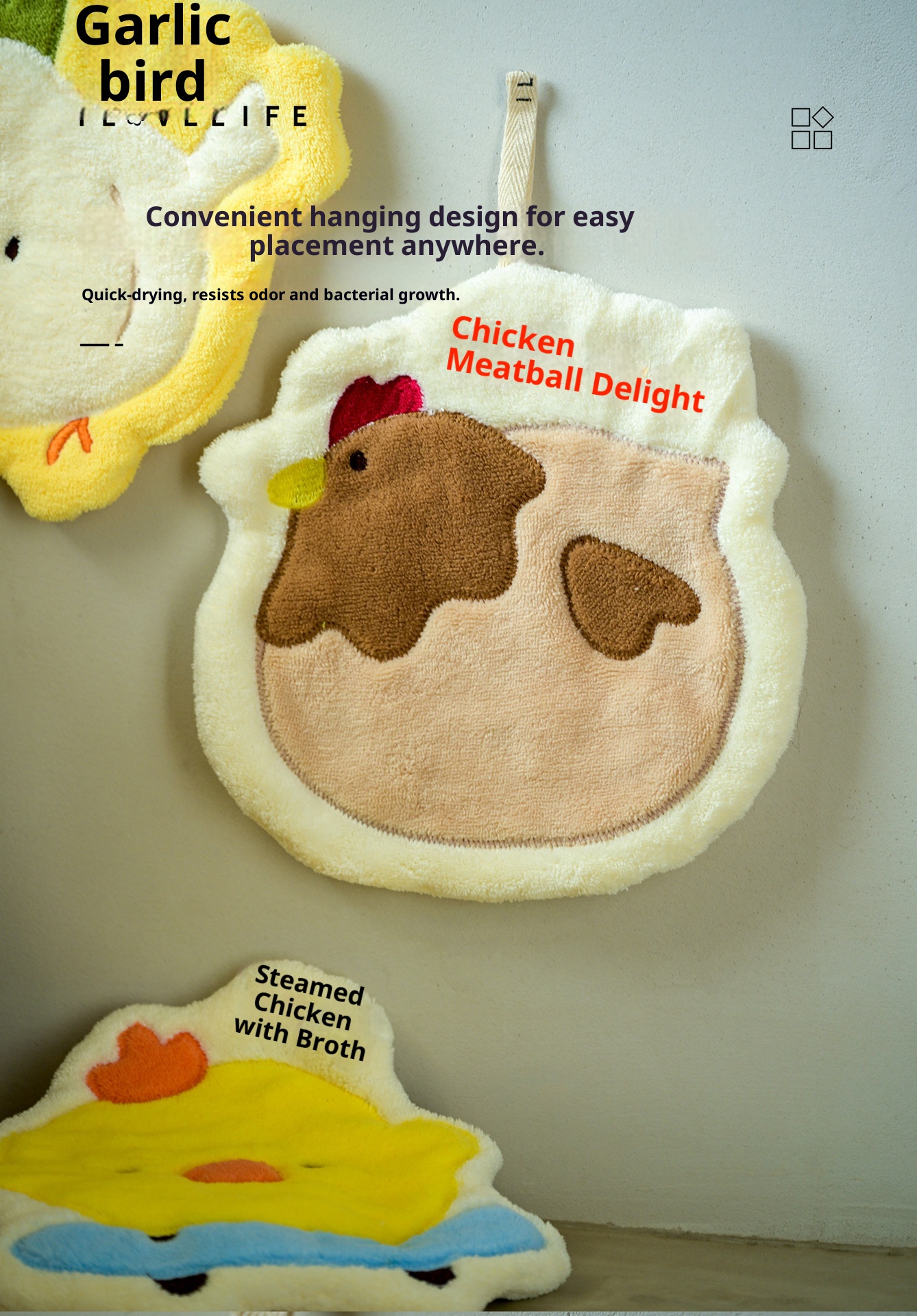 Lillian Custom Cute Pet Hand Hanging Chenille Kitchen Bathroom Coral Fleece Absorbent Cartoon Towel_voghion.com