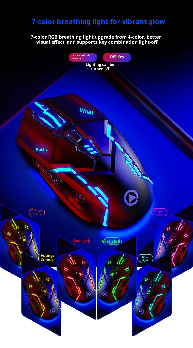 Techglobe G5 Wired Mouse Luminous Gaming E-sports Mechanical Silent Computer Accessories Cross-border Private Model_voghion.com