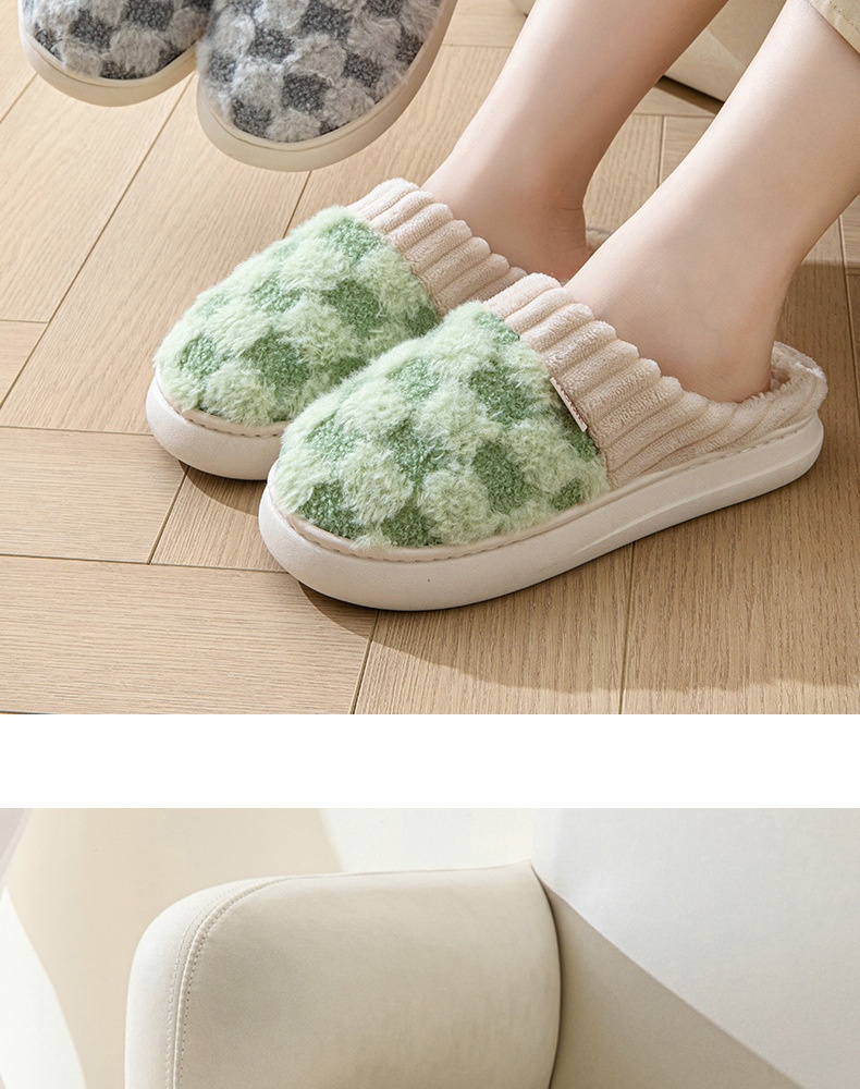Zees Autumn Thick Sole Plush For Women Indoor Home Simple Warm Lightweight Maternity Winter Cotton Slippers_voghion.com