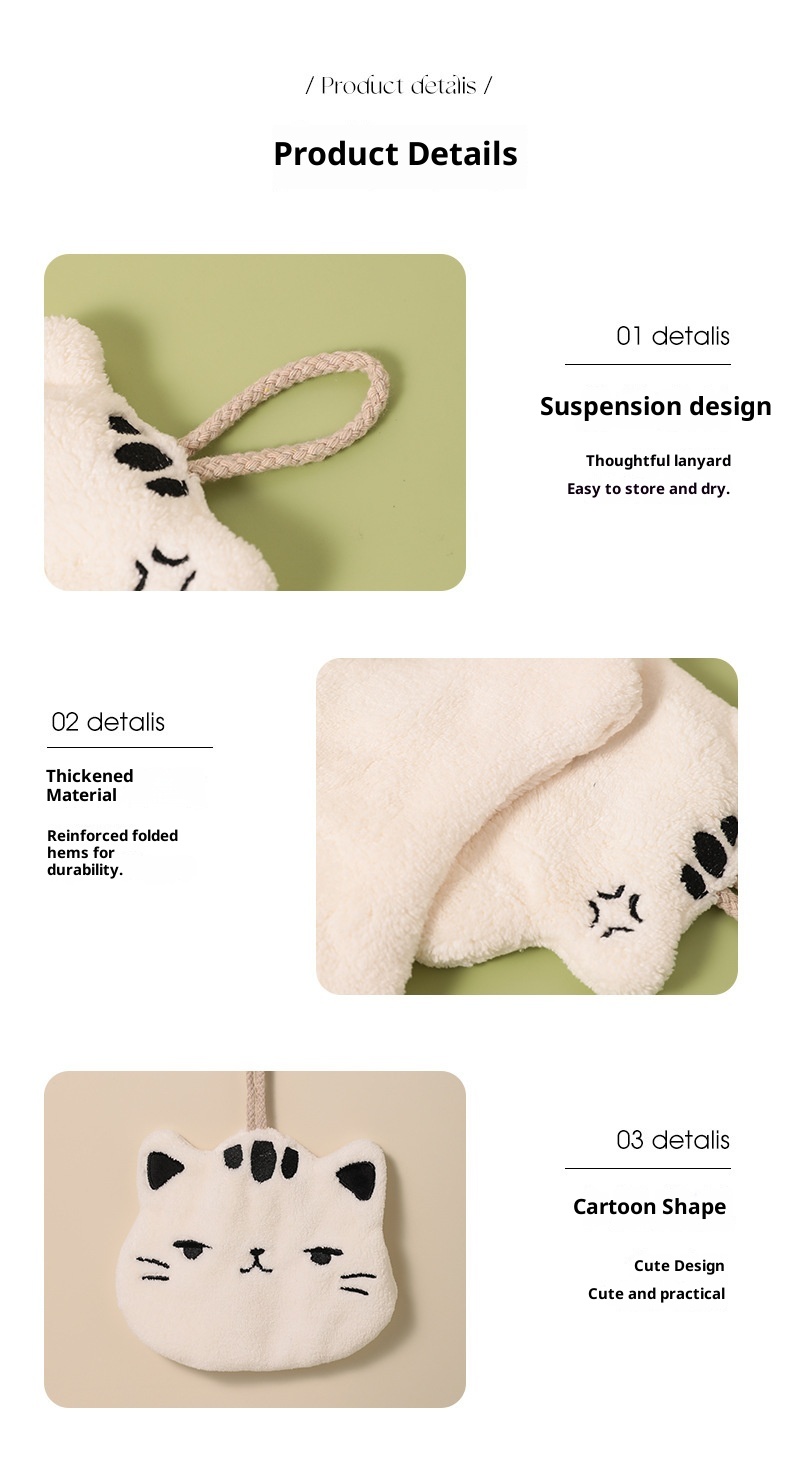 Asciugamano assorbente anti-pelucchi Lillian Cartoon, creativo, da cucina, da bagno, in pile di corallo_voghion.com