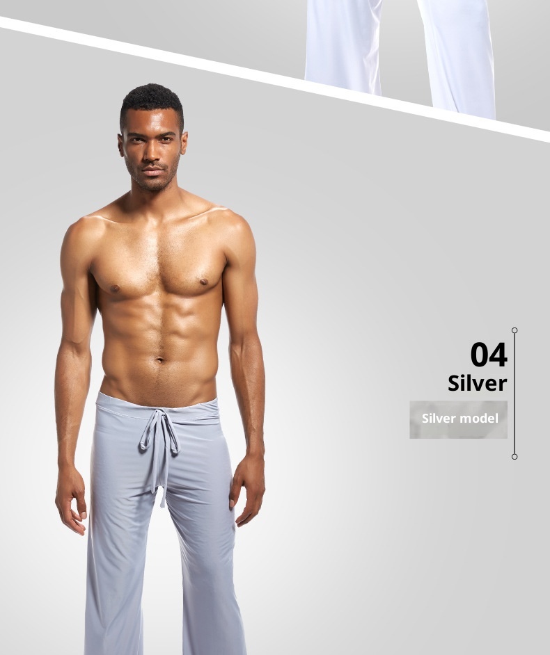 Pantalon long droit pour homme, en tissu de soie glacée, style yoga, exclusif à la frontière, PS504_voghion.com
