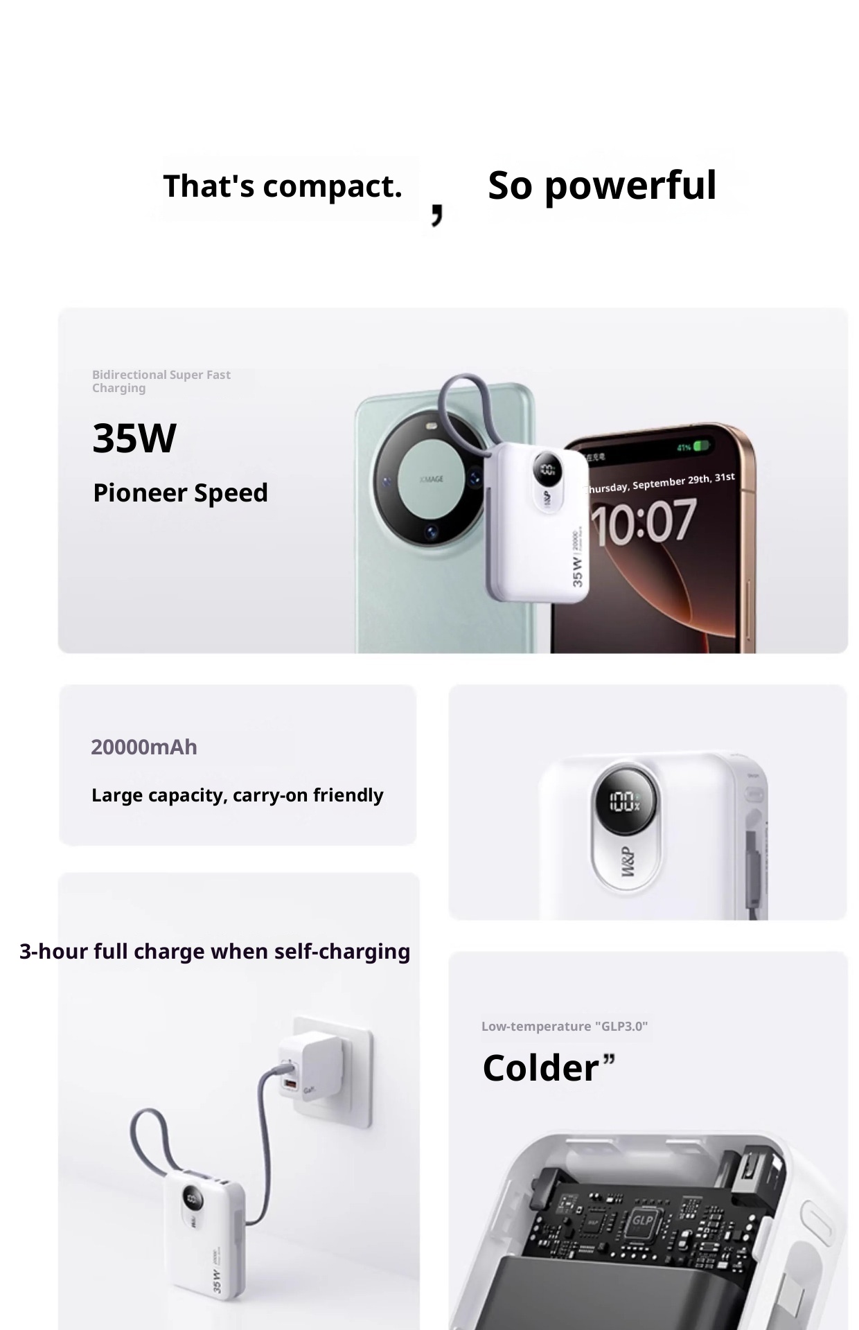 techglobe W&P Power Bank With Built-in Cable, Compact And Portable, Ultra-Thin, 2W MAh Large Capacity, 45W Fast Charging, Airplane_voghion.com