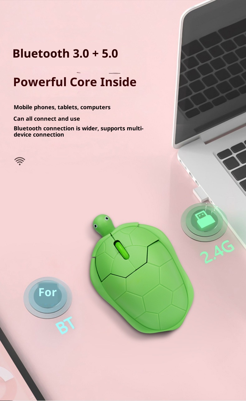 Techglobe Wired Animal Rose Gold Mouse, Wireless Green Turtle Mouse_voghion.com