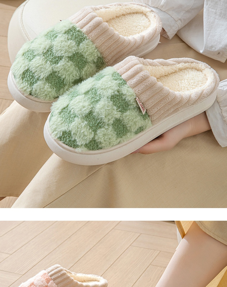 Zees Autumn Thick Sole Plush For Women Indoor Home Simple Warm Lightweight Maternity Winter Cotton Slippers_voghion.com