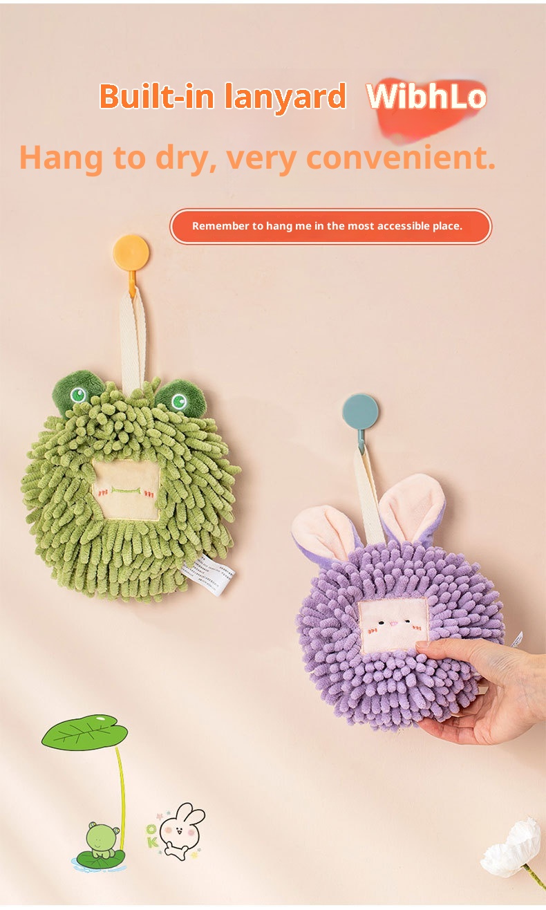 Lillian Chenille Animal Towel Ball, Kangle House Cartoon Hangable, Cute Hanging Hand Towel, Wholesale_voghion.com