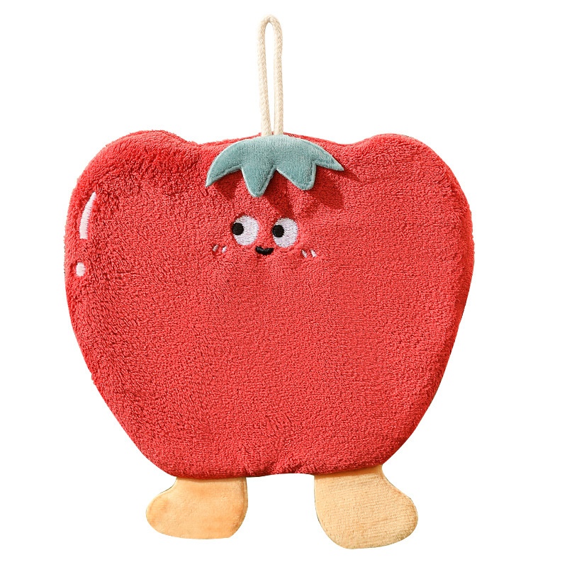 Lillian Cute Cartoon Vegetable Hanging Thickened Coral Fleece Kitchen Bathroom Quick-Dry Hand Towel Handkerchief_voghion.com