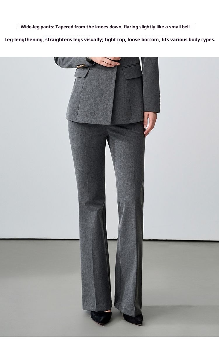 girl Girl Gray Set For Women, Double-Breasted, Petite Formal Wear, College Student Exam Interview Professional Suit_voghion.com