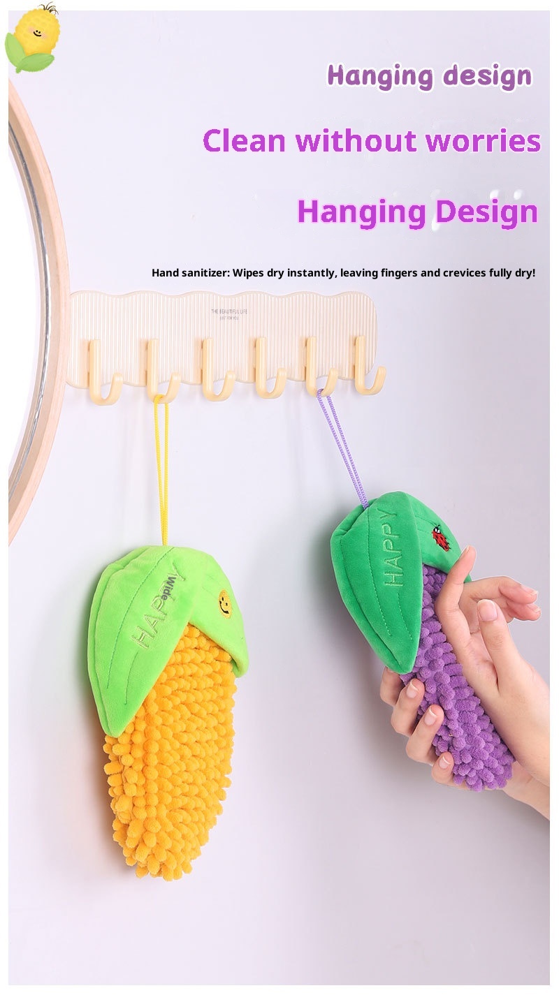 Lillian Hanging Cartoon Animal Chenille Kangle House Children's Household Kitchen Absorbent Hand Towel Wholesale_voghion.com
