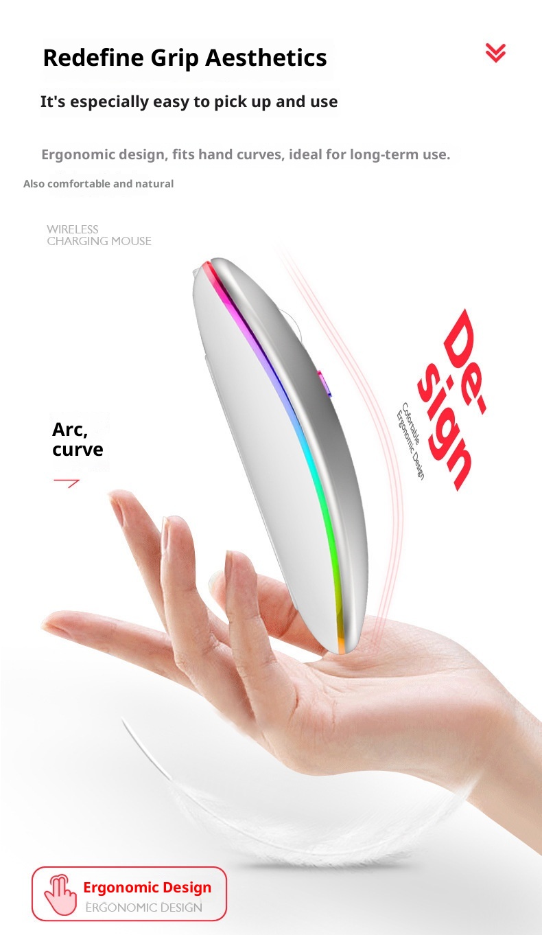 Souris sans fil silencieuse Techglobe Cross-Border, Bluetooth double mode, rechargeable et lumineuse, pour ordinateur portable ou de bureau._voghion.com