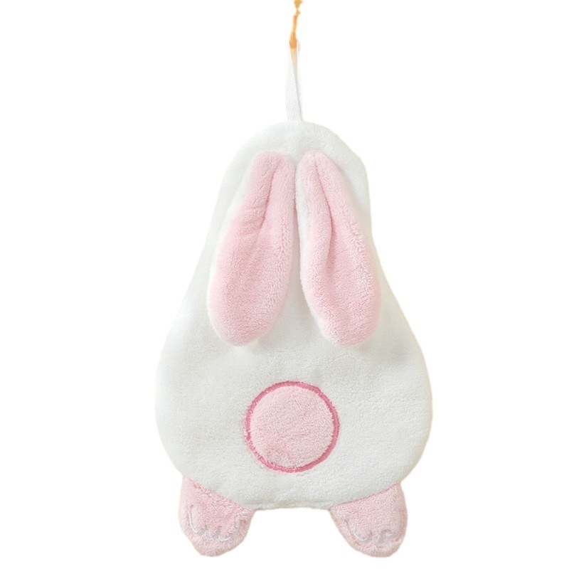 Lillian In Stock Dropshipping Cute Rabbit Soft Absorbent Back Shadow Bunny Baby Hand Children Cartoon Hanging Towel_voghion.com