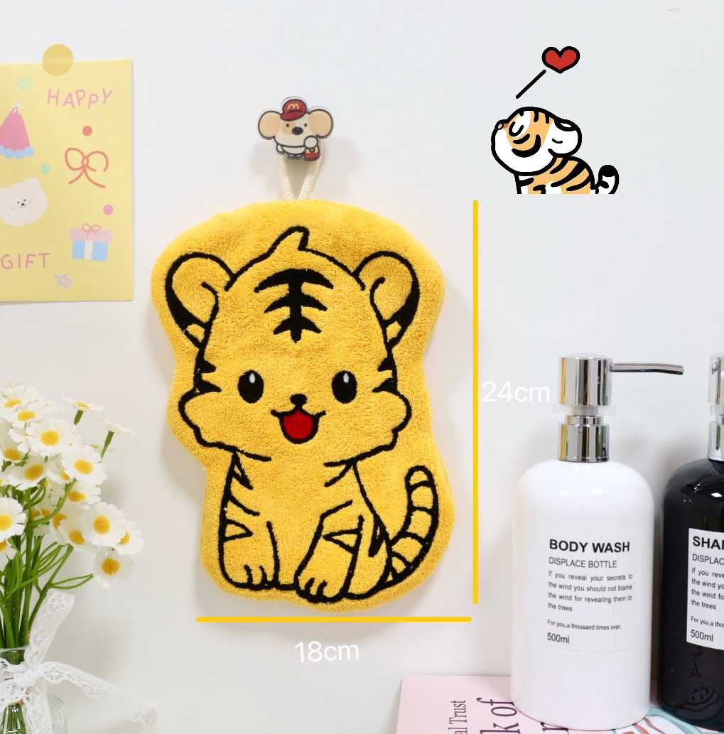 Lillian Puppy Little Tiger Hanging Bathroom Face Wash Small Kitchen Hand Towel Absorbent Quick Dry_voghion.com