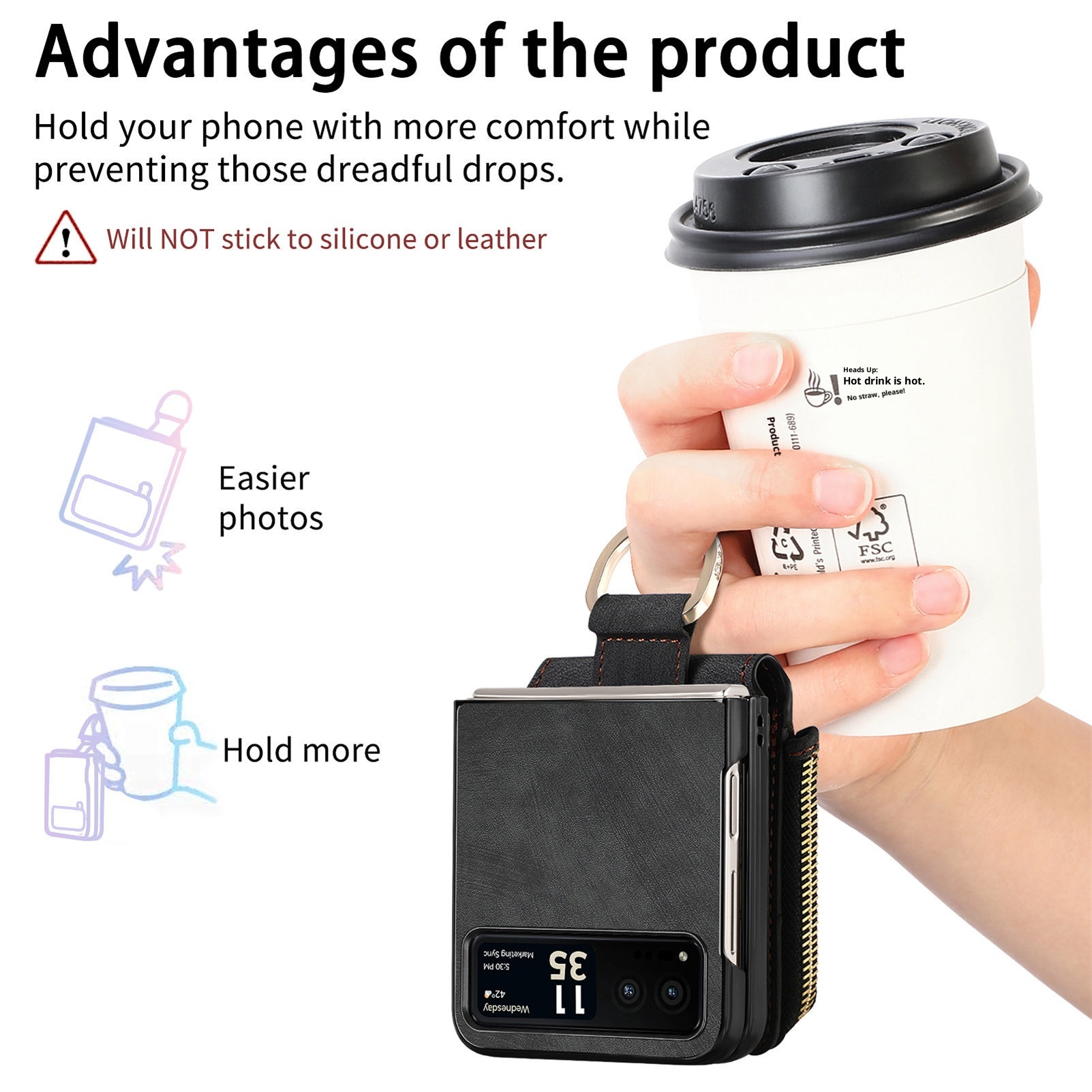 TechGlobe Cross-Border kompatible Moto Ultra Leder-Handyhülle mit mehreren Kartenfächern, Ring, PU-Kartenhalter, faltbar, Razr 60_voghion.com