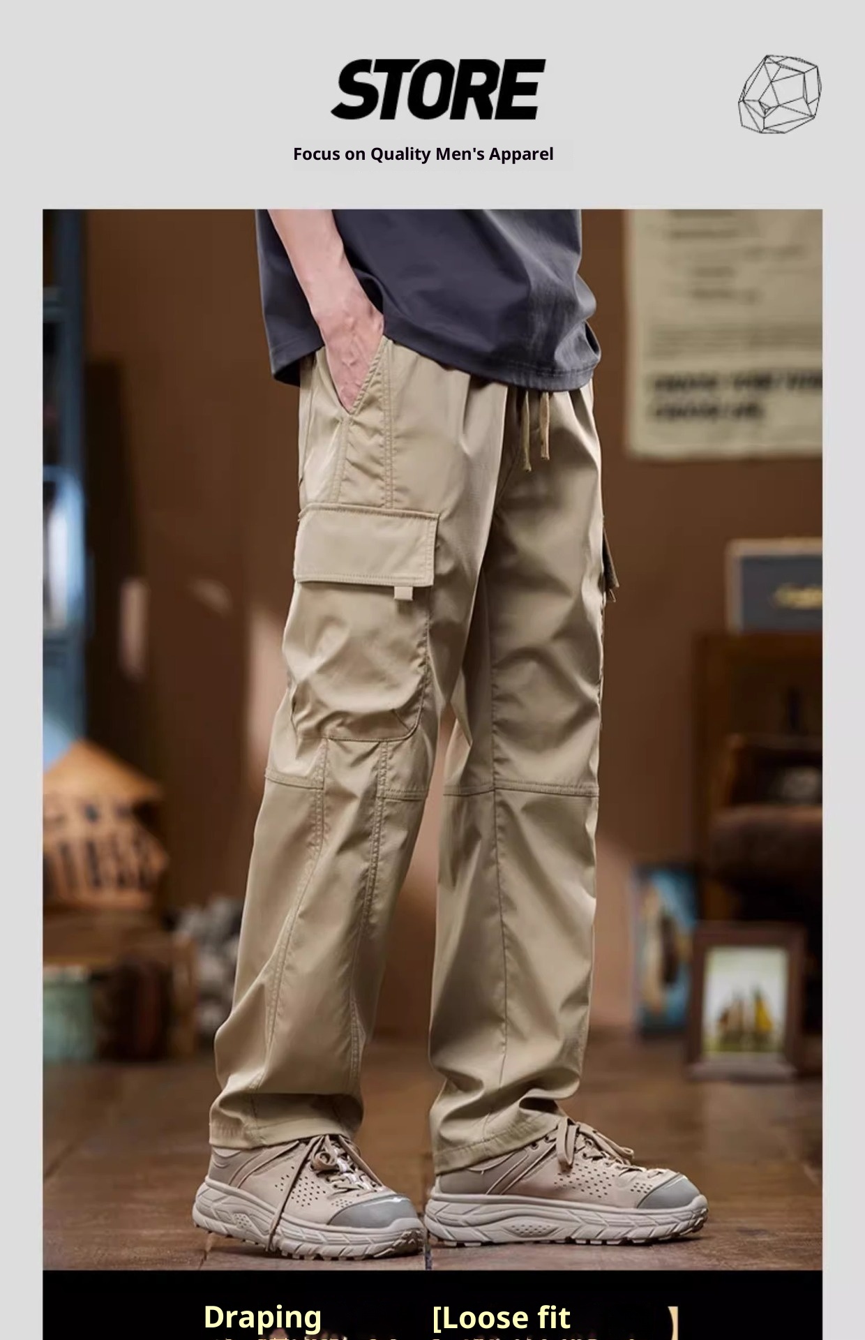 Pantaloni cargo da uomo in stile americano, primavera autunno, larghi, dritti, a gamba larga, 2024, alla moda, sportivi, casual, lunghi_voghion.com