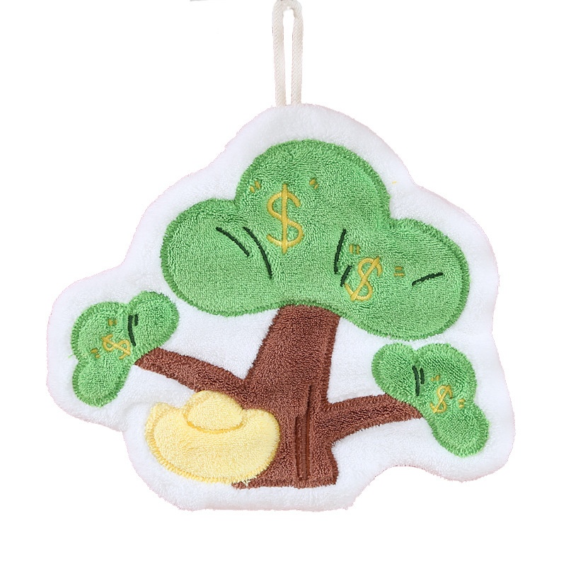 Lillian Big Fortune Tree Hand Kitchen Household Children's Handkerchief Towel Hanging Water Absorbent Quick-Dry_voghion.com