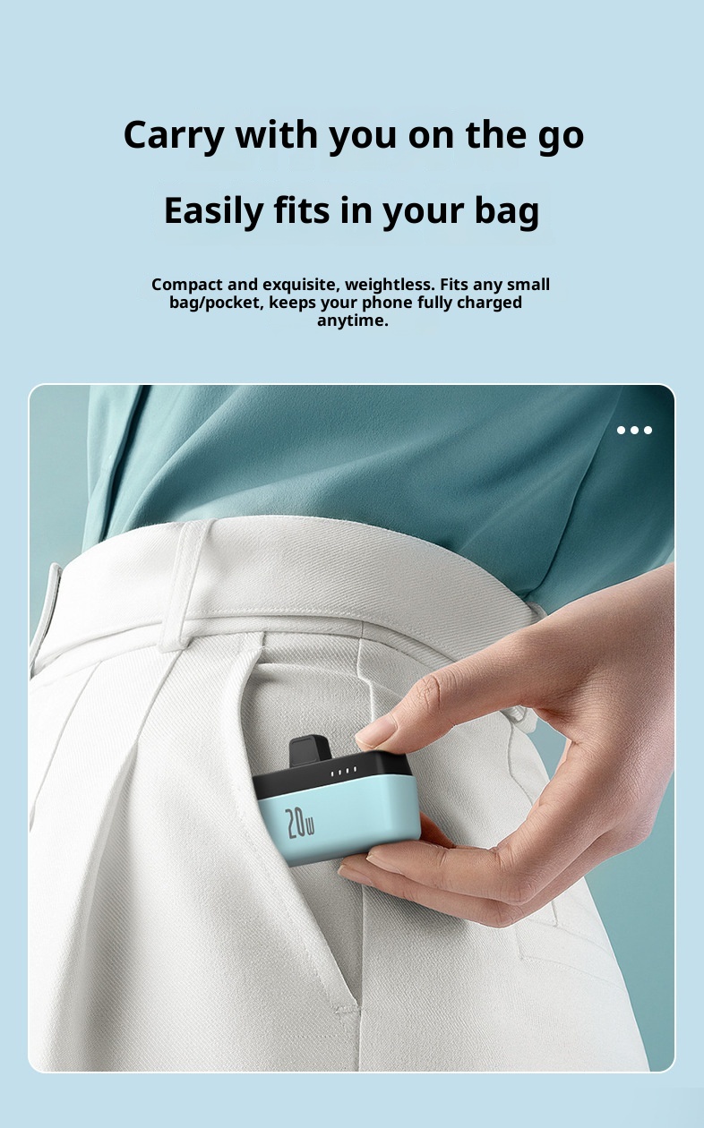 techglobe PD20W Pocket Fast Charging Compact Portable 5000mAh Capsule Emergency Mini Power Bank_voghion.com