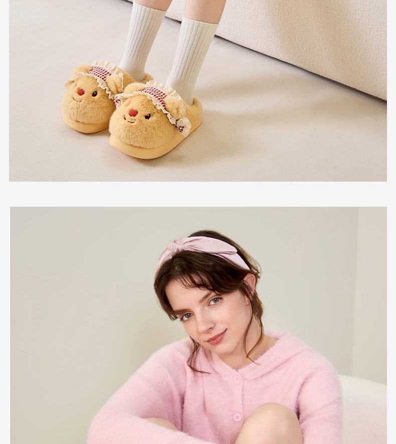 Zees Hot-Selling Bear Cotton For Women, Autumn And Warm Slippers, Winter Indoor Home Plush Slippers_voghion.com