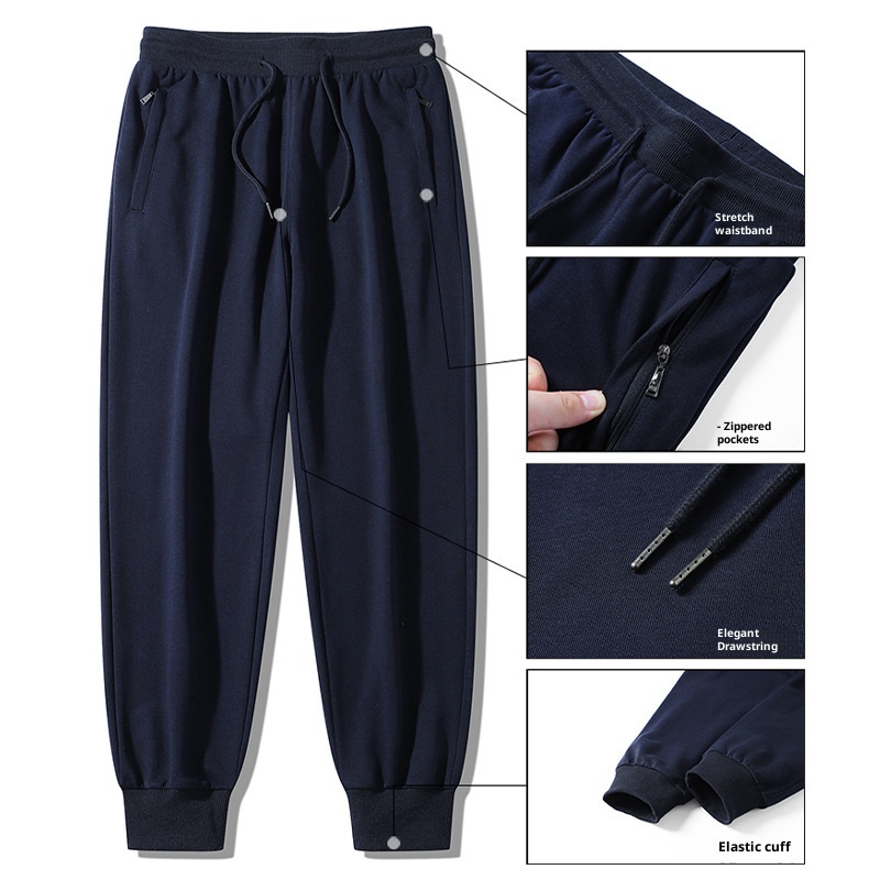 Pantaloni sportivi casual da uomo in puro cotone, nuovi pantaloni della tuta larghi e dritti, taglie forti, primavera e autunno 2025_voghion.com