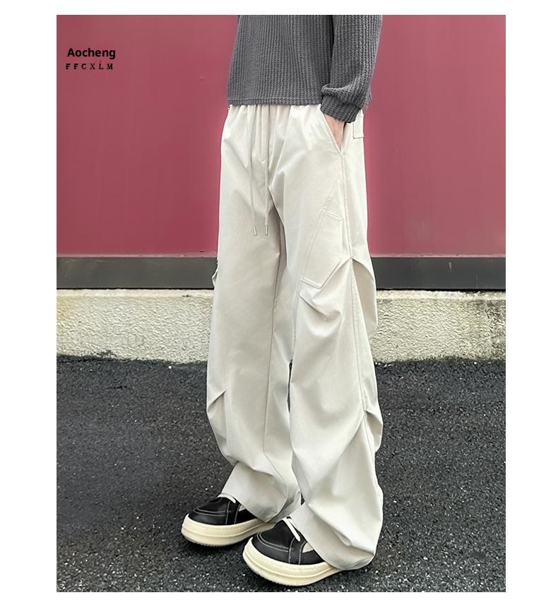 Pantaloni cargo da uomo in stile americano, autunno inverno, lavati, casual, dritti, alla moda, da paracadutista all'aperto, 2025_voghion.com