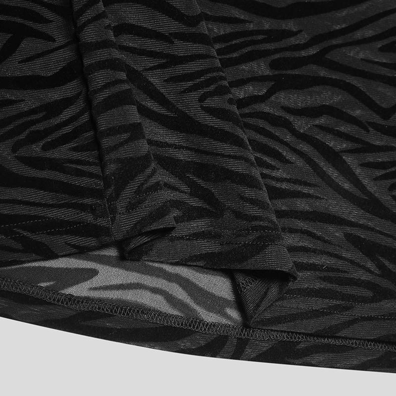 QFV507045555501<2 Cross-Border Spring Thin Zebra Pattern Stretch Inner Layer Base Shirt European And American Men's See-Through Tight High_voghion.com