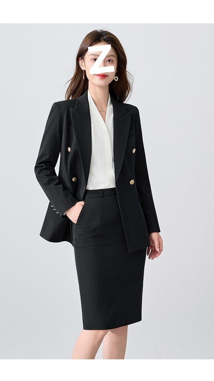 girl Girl Gray Set For Women, Double-Breasted, Petite Formal Wear, College Student Exam Interview Professional Suit_voghion.com