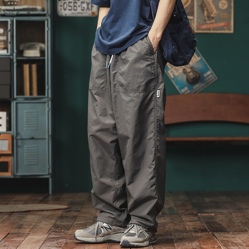Trendige Cargohose im japanischen Stil für Herren mit weitem Bein, locker geschnitten, gerader Schnitt, lässig, für Herbst, Outdoor, schnelltrocknend, Sporthose im Retro-Look._voghion.com