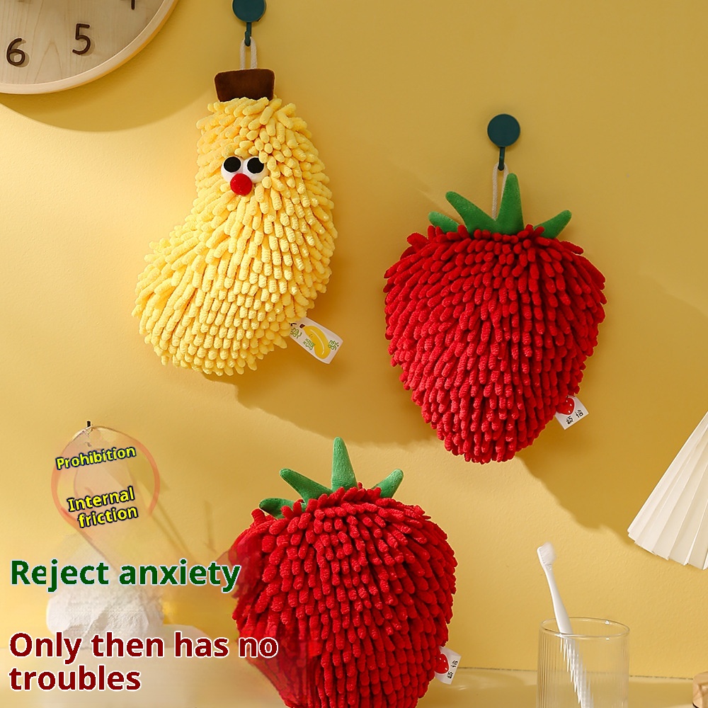 Lillian Cute Big Eyes Chenille Fruit Hand Creative Adorable Towel Festive Red Hanging Decoration_voghion.com