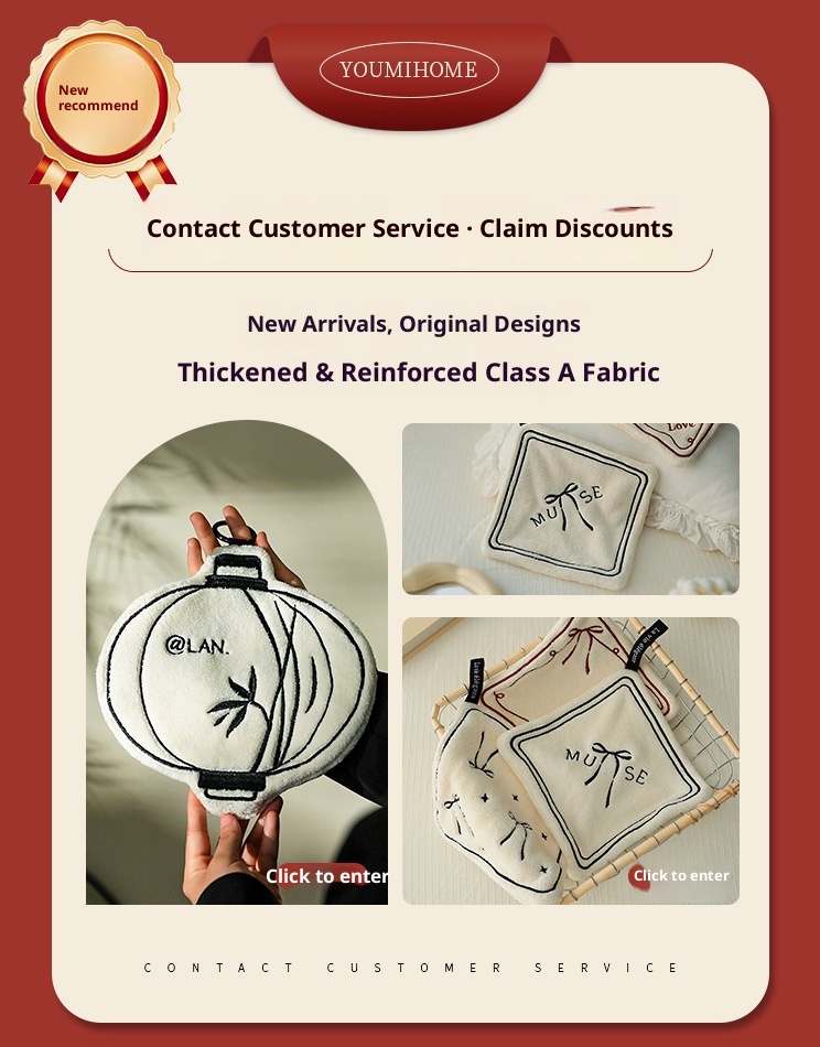 Lillian Original New Modern Simple Kitchen Bathroom White Absorbent Easy-to-Clean Soft Hangable Household Hand Towel_voghion.com