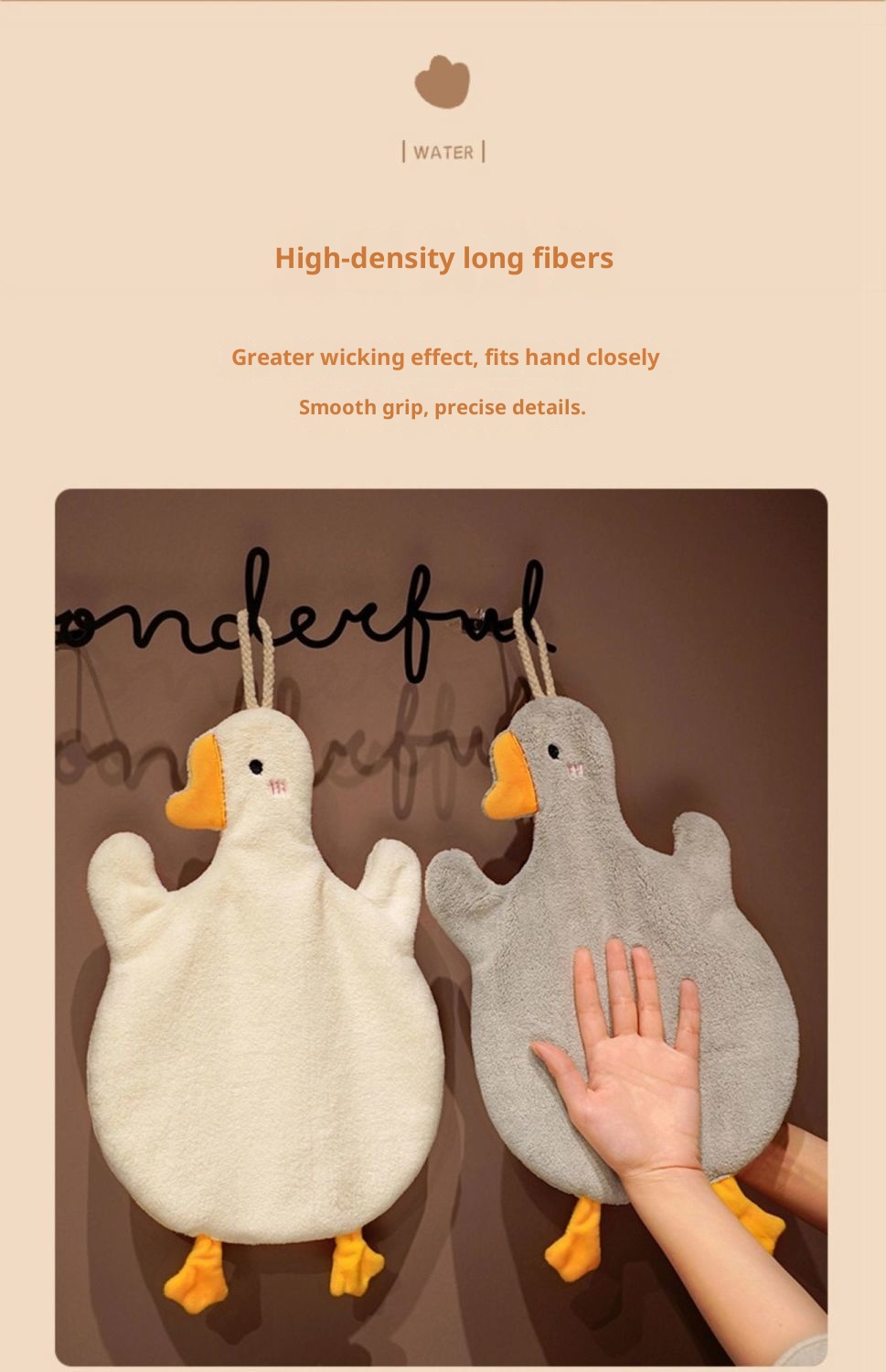Lillian Cartoon Big White Goose Bathroom Handkerchief Internet Celebrity Coral Fleece Hanging Cute Hand Washing Towel_voghion.com