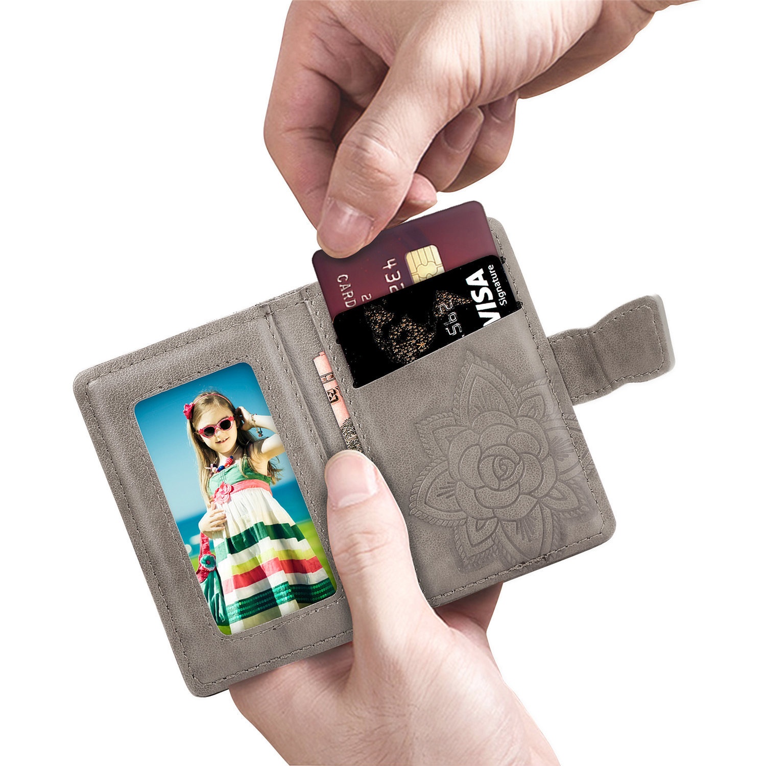 TechGlobe Foreign Trade Gift Coin Holder Universal 3M Adhesive Multi-Function Insert Embossed Phone Back Sticker Card Case_voghion.com