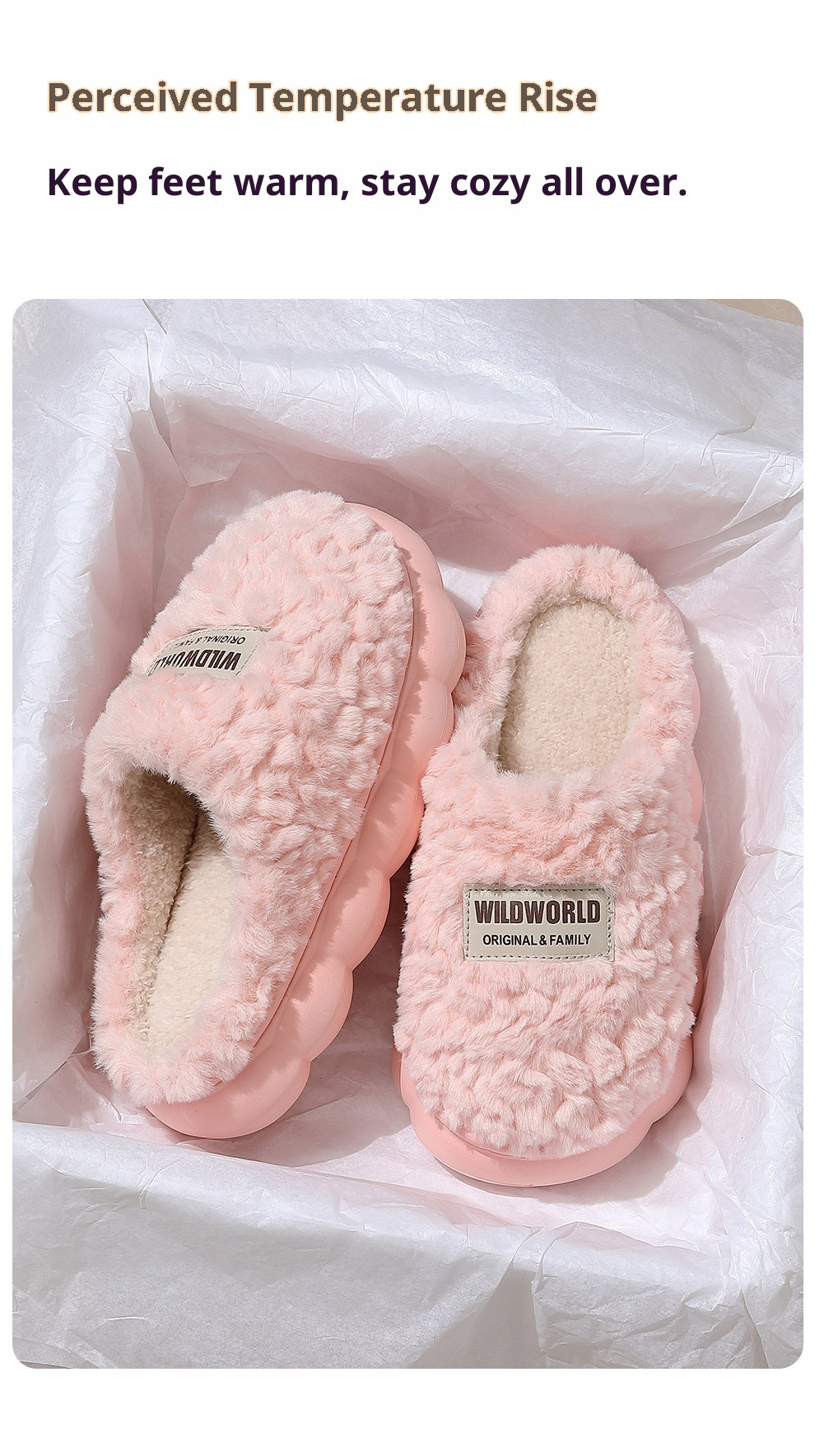 Zees Plush Warm Cotton For Women Indoor Home Bedroom Non-Slip Men's Furry Slippers Men Winter_voghion.com