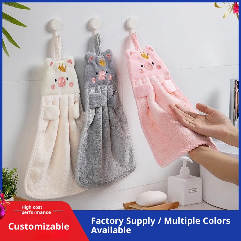 Paño de baño colgante Lillian Home, bonito, con diseño de dibujos animados, toalla para secarse las manos, absorbente y de secado rápido._voghion.com