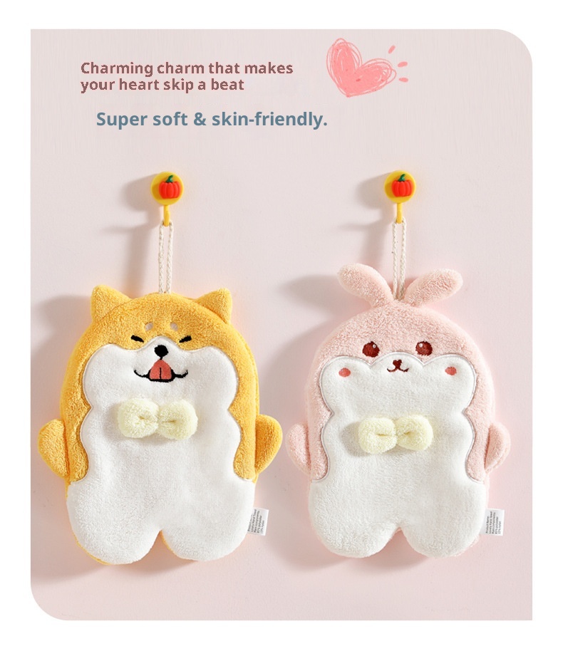 Lillian Hängendes, saugfähiges Handreinigungstuch mit niedlichem Cartoon-Motiv für Kinder, schnelltrocknendes Handtuch für Bad und Küche, Geschenkidee_voghion.com