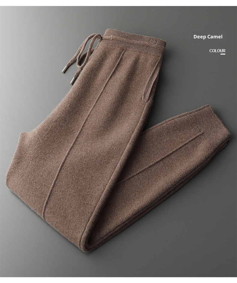 Neue Herrenhose aus 100 % Wolle für Herbst/Winter – Business Casual, vier flache, verdickte Strickhosen mit Mittelnaht_voghion.com