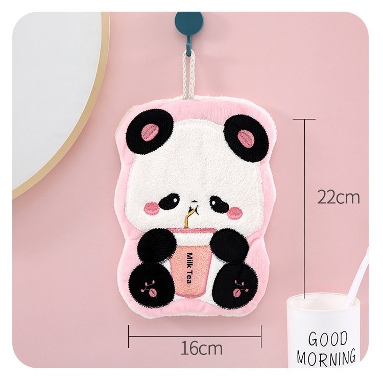 Asciugamano da tavolo in pile corallo per bambini, assorbente, anti-pelucchi, da appendere, a forma di panda, di Lillian Home Use_voghion.com