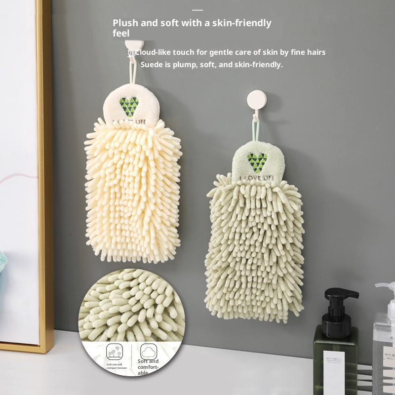 Toalla de chenilla Lillian, gruesa, de secado rápido, para colgar, ideal para cocina, baño e inodoro. Absorbente, bordada. ¡Compra ahora!_voghion.com