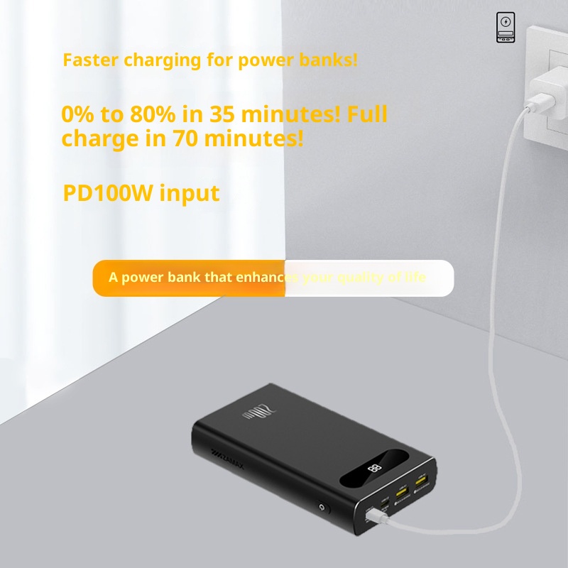 Power bank in lega di alluminio PD100W da 20000 mAh, esclusivo transfrontaliero di Techglobe, da 200 W, grande capacità_voghion.com